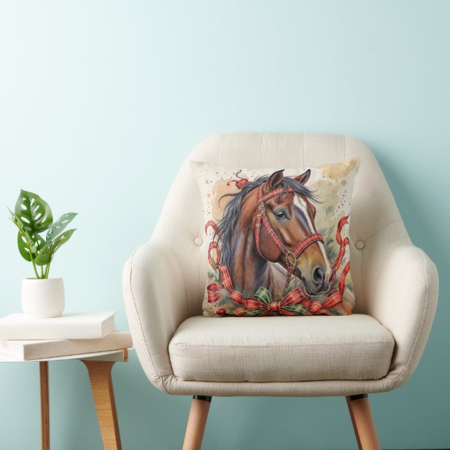 Christmas Horse Throw Pillow (Chair)