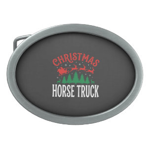 Christmas Horse Truck Santa Sleigh Belt Buckle
