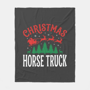 Christmas Horse Truck Santa Sleigh Fleece Blanket