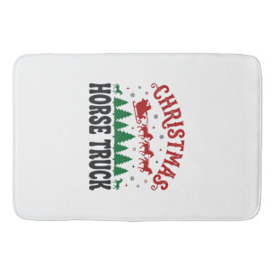 Christmas Horse Truck Western Santa Sleigh Design Bath Mat