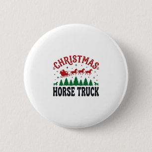 Christmas Horse Truck Western Santa Sleigh Design Button