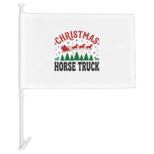 Christmas Horse Truck Western Santa Sleigh Design Car Flag