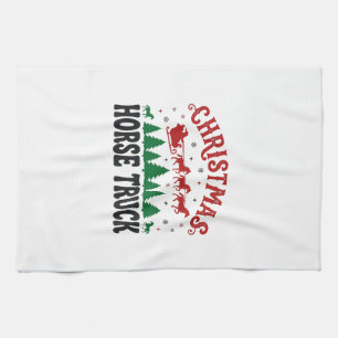 Christmas Horse Truck Western Santa Sleigh Design Kitchen Towel