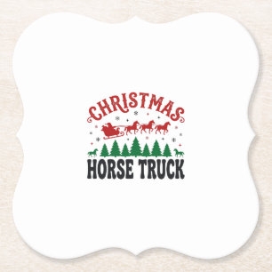 Christmas Horse Truck Western Santa Sleigh Design Paper Coaster