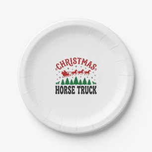 Christmas Horse Truck Western Santa Sleigh Design Paper Plates
