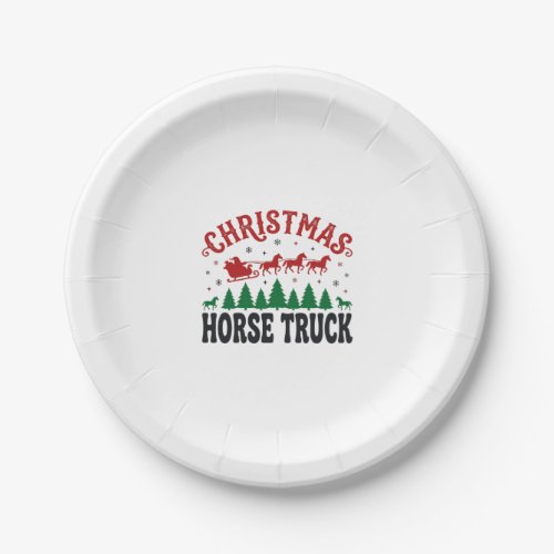 Christmas Horse Truck Western Santa Sleigh Design Paper Plates
