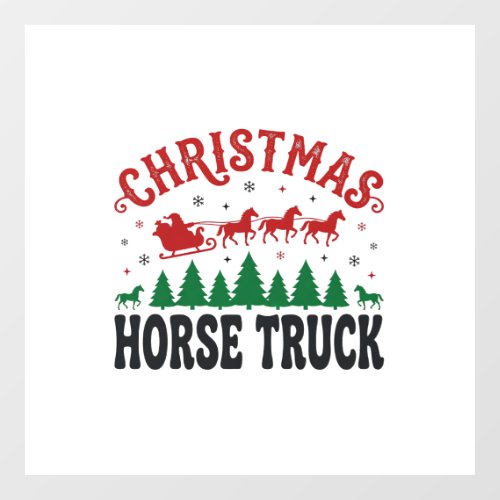 Christmas Horse Truck Western Santa Sleigh Design Window Cling