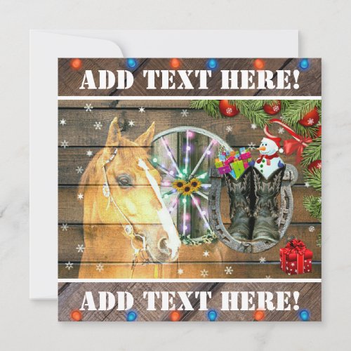 Christmas Horse Wagon Wheel Cowboy Boots Garland Announcement