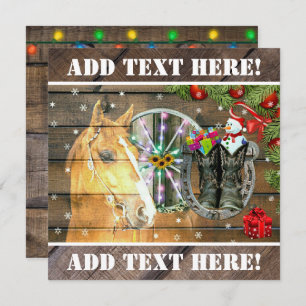 Christmas Horse Wagon Wheel Cowboy Boots Garland Announcement