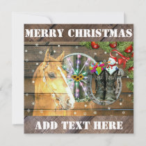Christmas Horse Wagon Wheel Cowboy Boots Garland Holiday Card