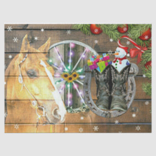 Christmas Horse Wagon Wheel Cowboy Boots Garland Tissue Paper