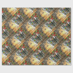 Christmas Horse Wagon Wheel Cowboy Boots Garland Wrapping Paper