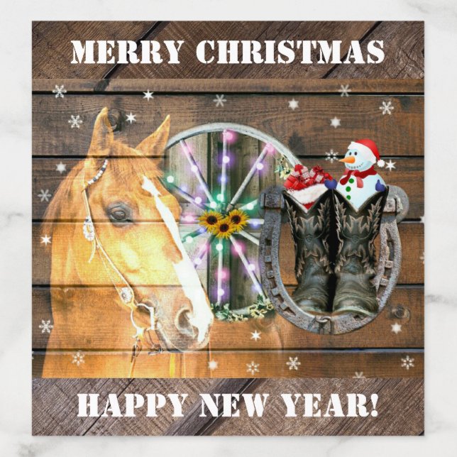 Christmas Horse Wagon Wheel Cowboy Boots Horseshoe Envelope Liner (Design)