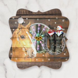 Christmas Horse Wagon Wheel Cowboy Boots Horseshoe Favor Tags