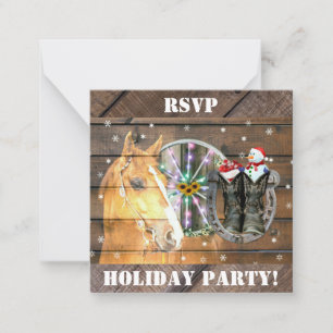 Christmas Horse Wagon Wheel Cowboy Boots Horseshoe Note Card