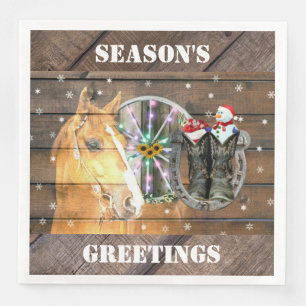 Christmas Horse Wagon Wheel Cowboy Boots Horseshoe Paper Dinner Napkins