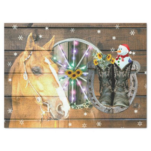 Christmas Horse Wagon Wheel Cowboy Boots Horseshoe Tissue Paper