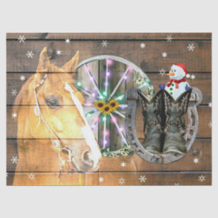 Christmas Horse Wagon Wheel Cowboy Boots Horseshoe Tissue Paper