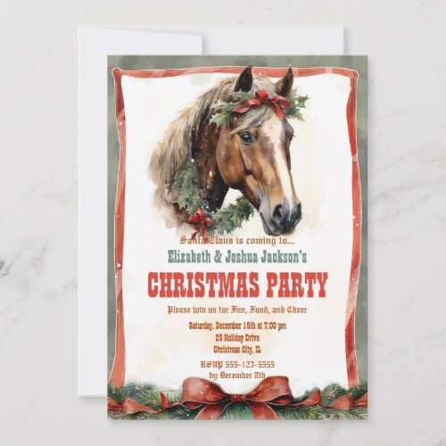 Christmas Horse Watercolor Invitation