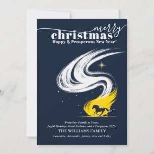 Christmas Horse Western Prosperous 2026 Calendar Holiday Card