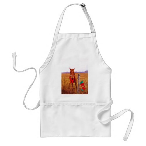 Christmas Horse with bow  stocking Adult Apron