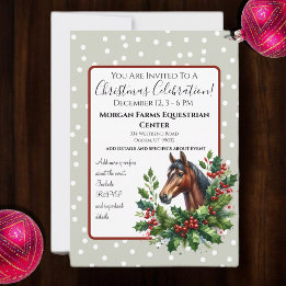 Christmas Horse With Greenery Invitation
