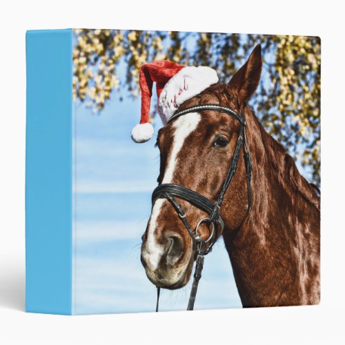 Christmas horse with hat 3 ring binder