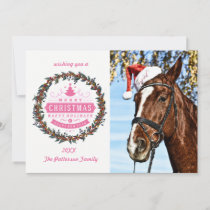 Christmas horse with hat holiday card