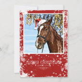 Christmas horse with hat holiday card | Zazzle