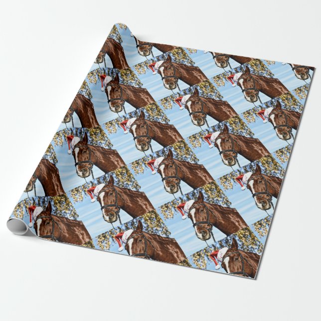 Christmas horse with hat wrapping paper (Unrolled)