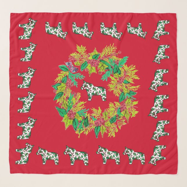 Christmas Horse & Wreath Scarf (Front)