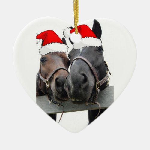 Christmas Horses Ceramic Ornament