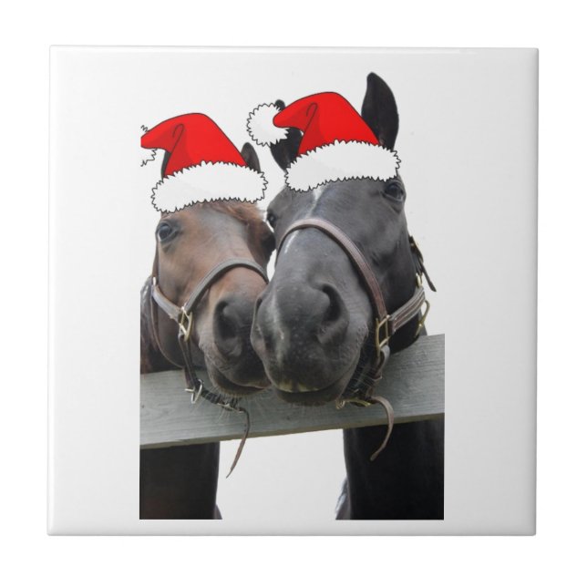 Christmas Horses Ceramic Tile (Front)