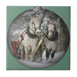 Christmas Horses Ceramic Tile