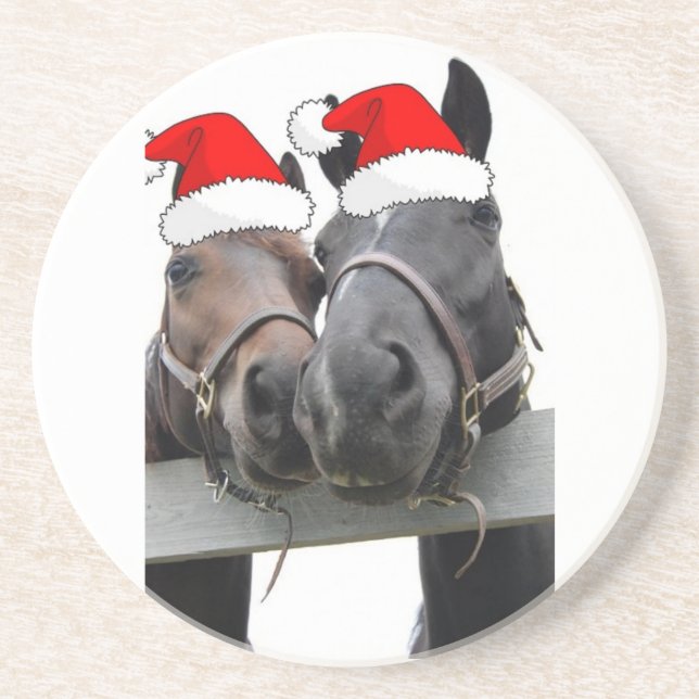 Christmas Horses Drink Coaster (Front)