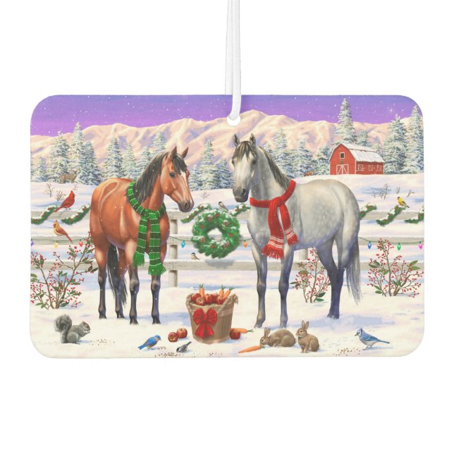 Christmas Horses in Snow Air Freshener (Front)