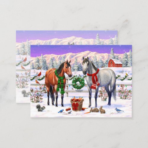 Christmas Horses in Snow Business Card