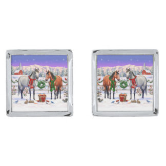 Christmas Horses in Snow Cufflinks