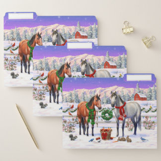 Christmas Horses in Snow File Folder