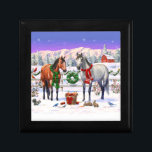 Christmas Horses in Snow Gift Box<br><div class="desc">A winter Christmas scene with horses in snow.</div>