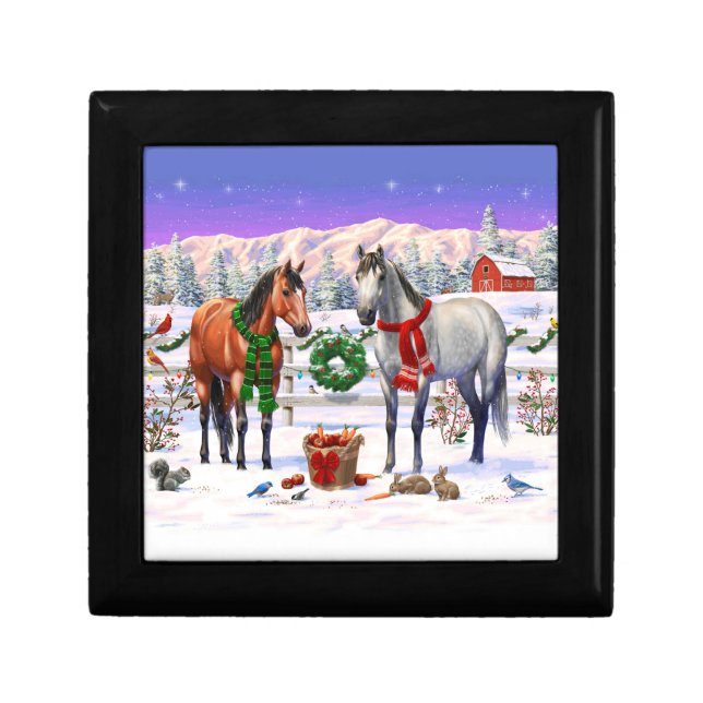 Christmas Horses in Snow Gift Box (Front)