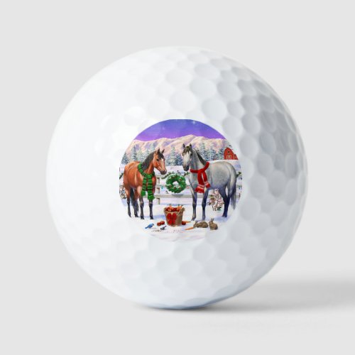 Christmas Horses in Snow Golf Balls