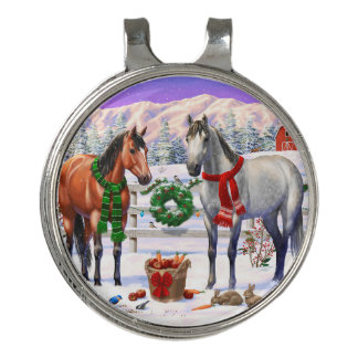 Christmas Horses in Snow Golf Hat Clip