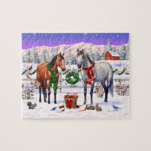 Christmas Horses in Snow Jigsaw Puzzle