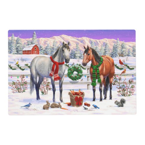 Christmas Horses in Snow Placemat