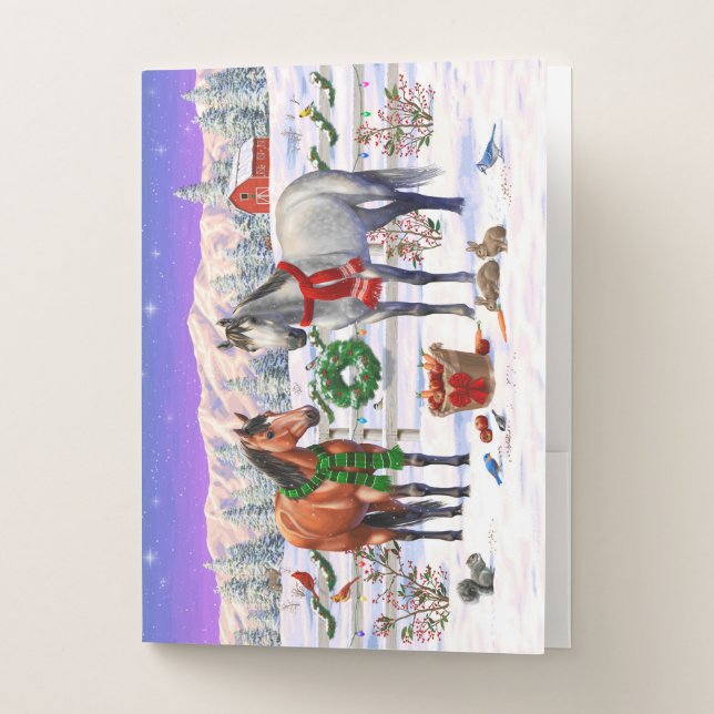 Christmas Horses in Snow Pocket Folder (Front)