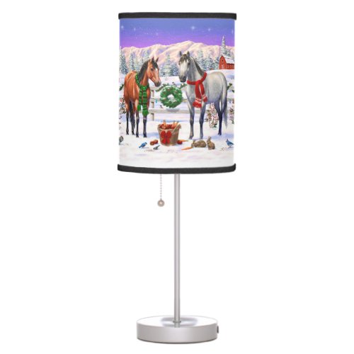 Christmas Horses in Snow Table Lamp