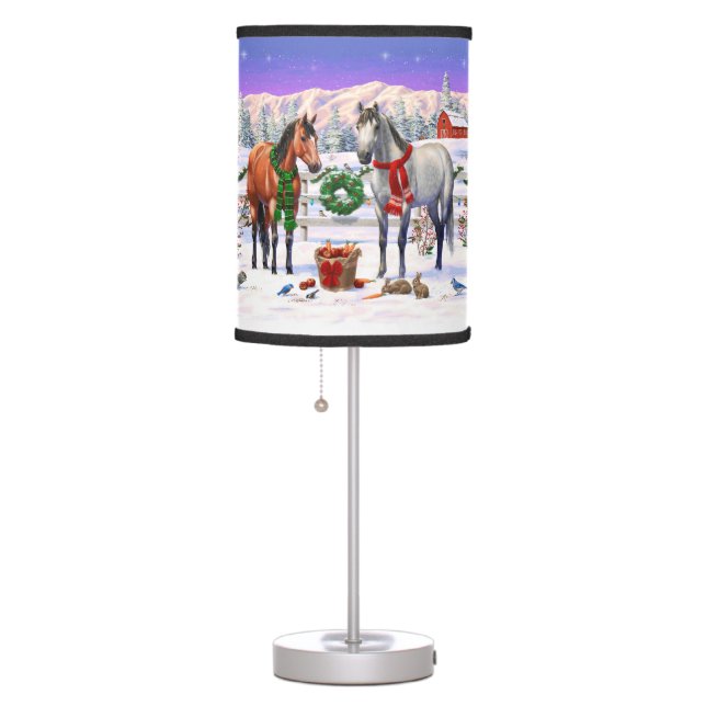 Christmas Horses in Snow Table Lamp (Right)