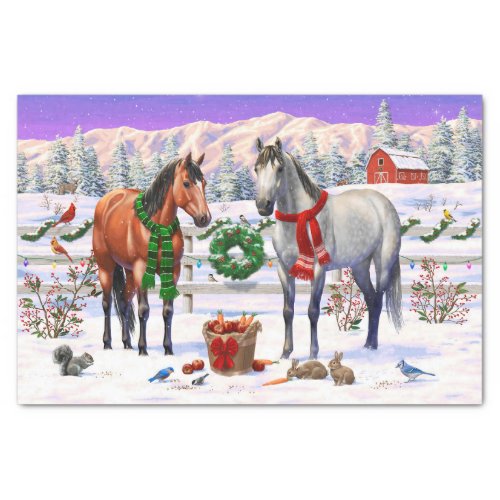 Christmas Horses in Snow Tissue Paper