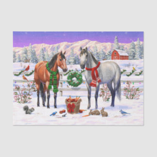 Christmas Horses in Snow Tissue Paper